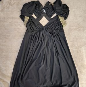 Nasty Gal Black Mini Dress with Gold Details